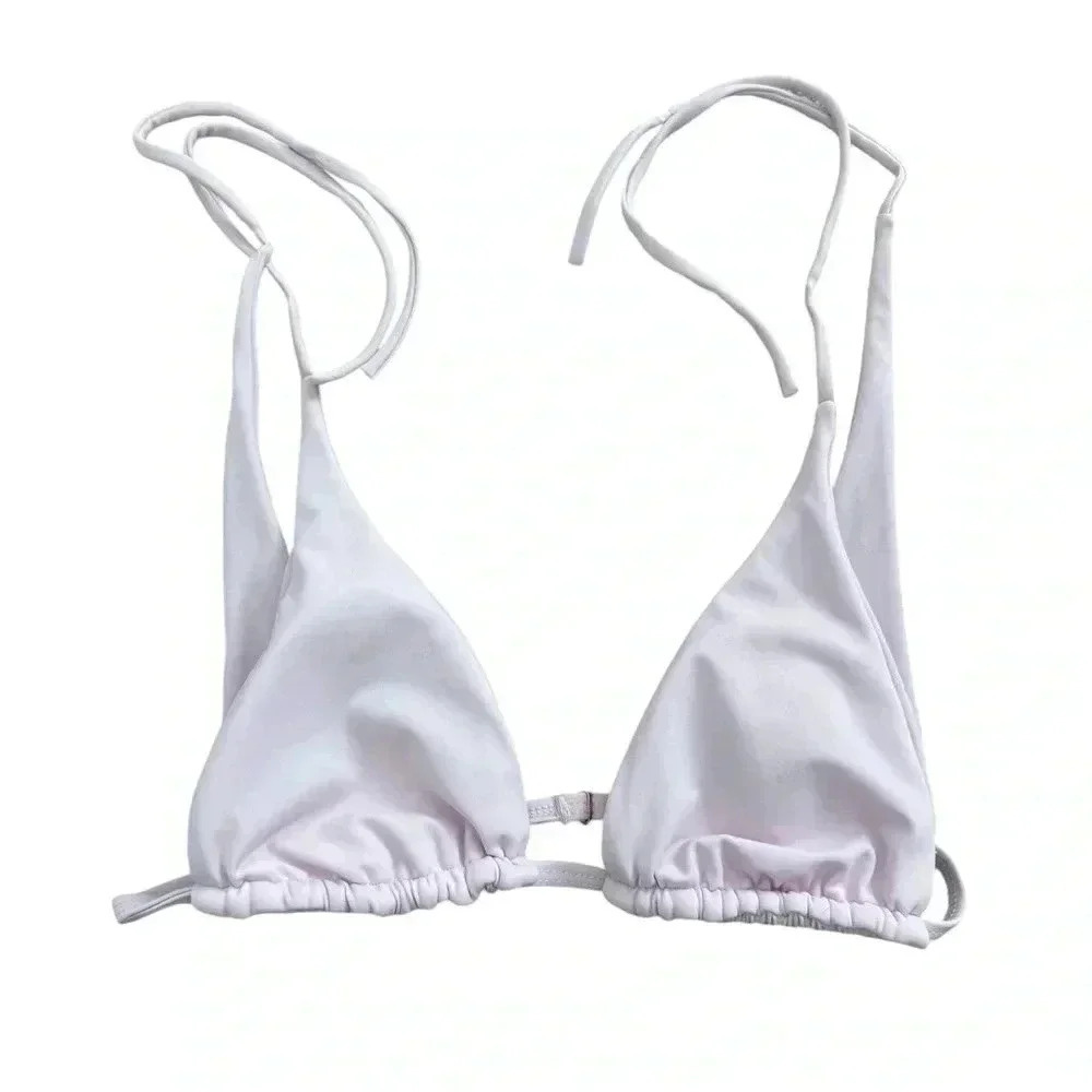Light Pink Top And Floral Dark Blue Bikini Set, Top: Small Bottom: Large - Picture 8 of 16